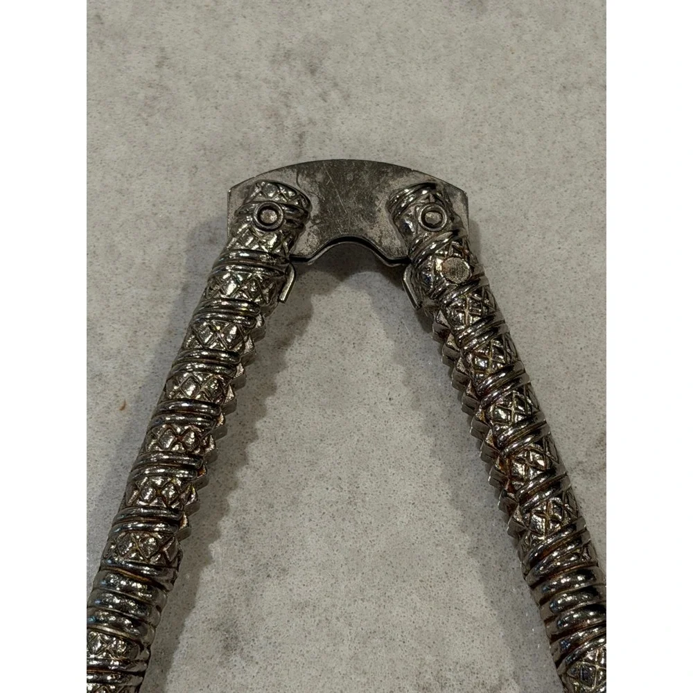 Vintage HMQ Silver Tone Metal Nutcrackers Set of 3 Textured Handles Kitchen Tool